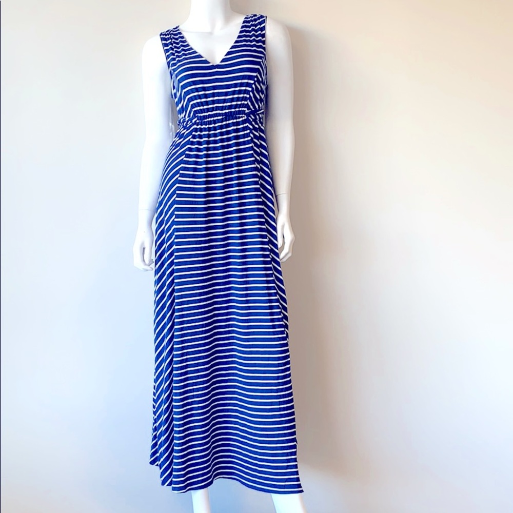 Isabel Maternity Blue Striped Maxi Dress